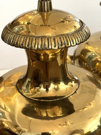  Marbro Lamp Company Striking Pair Hollywood Regency Marbro Polished Brass Hydria Lamps