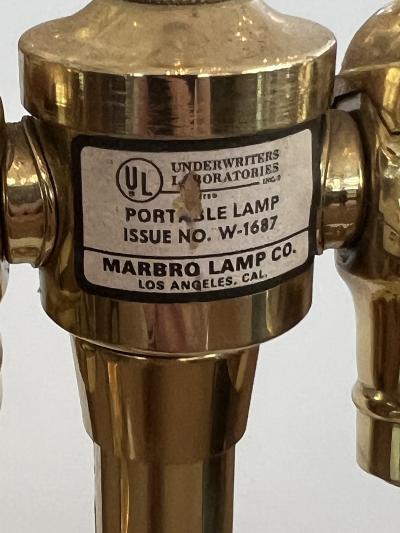  Marbro Lamp Company Striking Pair Hollywood Regency Marbro Polished Brass Hydria Lamps