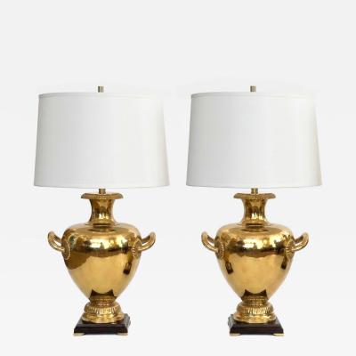  Marbro Lamp Company Striking Pair Hollywood Regency Marbro Polished Brass Hydria Lamps