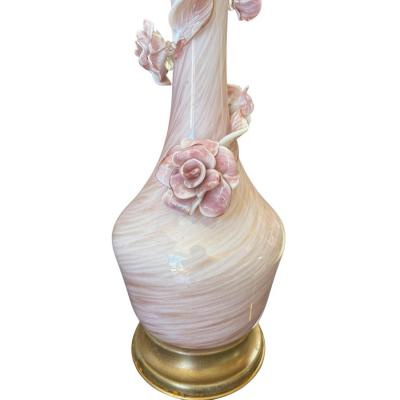  Marbro Lamp Company Vintage 50s Murano Italian Art Glass Marbro Table Lamp
