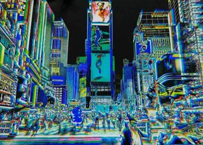  Marc VanDermeer Urban Expressionist Digital Photography on Plexiglass Titled Night On Broadway 