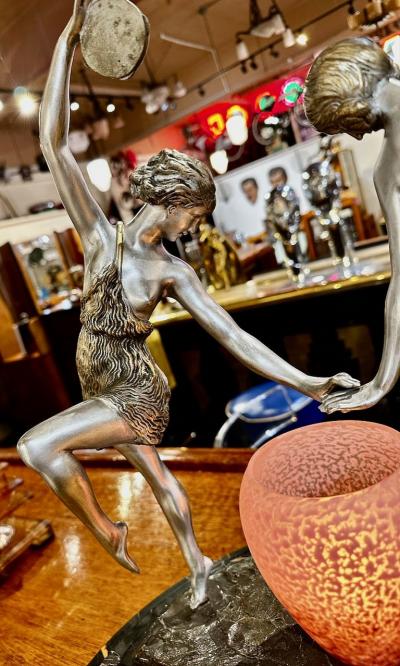 Marcel Andr Bouraine Sculpture in Bronze Signed Matto Marcel Bouraine Two Woman With Tambourine
