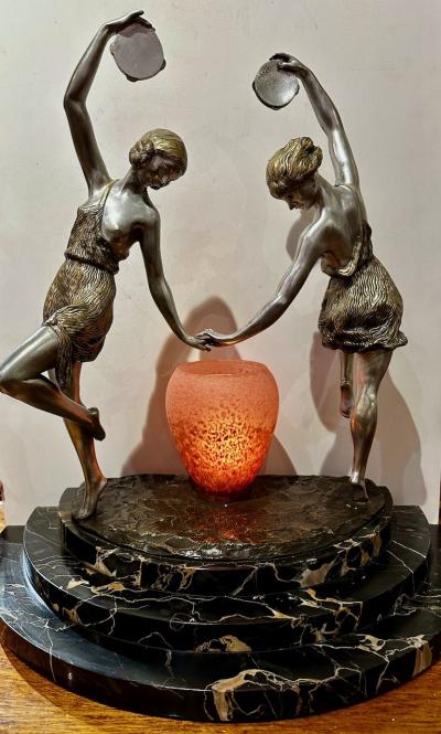  Marcel Andr Bouraine Sculpture in Bronze Signed Matto Marcel Bouraine Two Woman With Tambourine