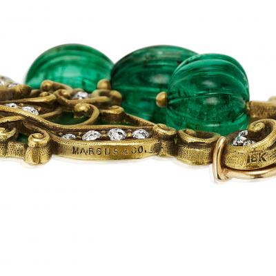  Marcus Co Marcus Co Art Nouveau Emerald and Diamond Plaque