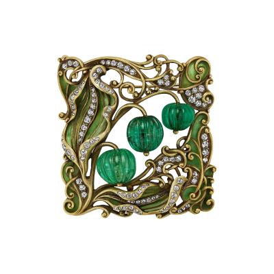  Marcus Co Marcus Co Art Nouveau Emerald and Diamond Plaque
