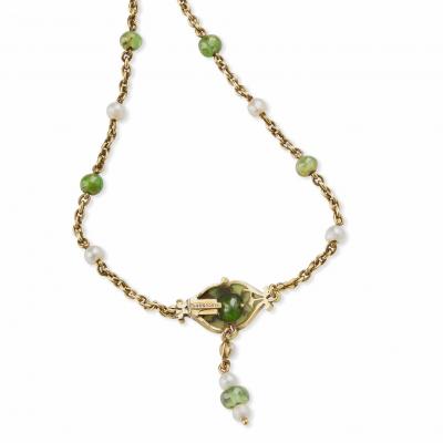  Marcus Co Marcus Co Plique jour Enamel and Peridot Necklace