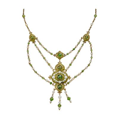  Marcus Co Marcus Co Plique jour Enamel and Peridot Necklace