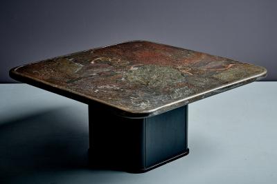  Marcus Paul Kingma Brutalist Stone Brass Coffee Table