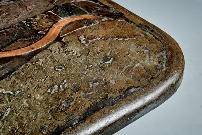  Marcus Paul Kingma Brutalist Stone Brass Coffee Table