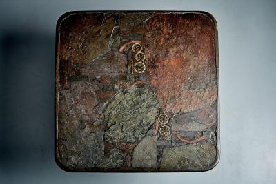  Marcus Paul Kingma Brutalist Stone Brass Coffee Table