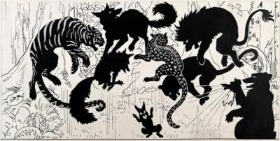  Margery Stocking Hart Tiger Lion Panther Wolf Bear Cat Predator Silhouette Illustration
