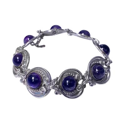  Margot de Taxco Margot de Taxco 1960 s Sterling Silver and Amethyst Bracelet