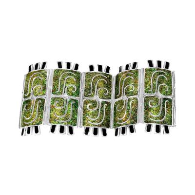  Margot de Taxco Margot de Taxco Rare Wide Enamel Sterling Bracelet