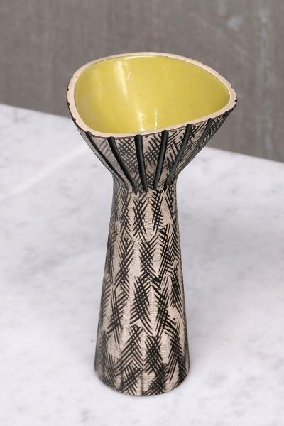 Mari Simmulson Mari Simmulson Calypso Relief Earthenware Vase Upsala Ekeby Sweden 1950s