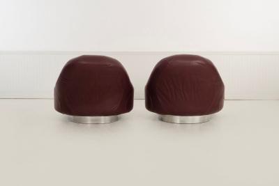  Mariani Guido Faleschini for Mariani Zator Lounge Chairs Ottomans Oxblood Leather 1975