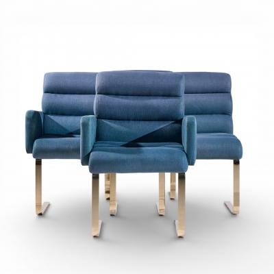  Mariani Lugano Frank Mariani Lugano Mid Century Brass Cantilever Dining Chairs Set of 4