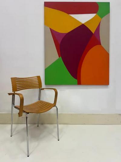  Mariette Bevington 1960s Monumental Abstract Painting by Mariette Bevington Listed Artist