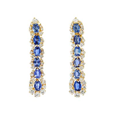  Marina B MARINA B 18K YELLOW GOLD DIAMOND AND SAPPHIRE DROP EARRINGS