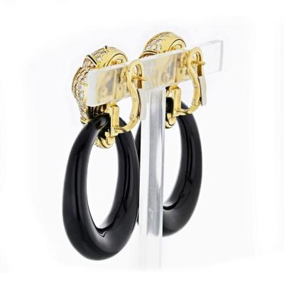  Marina B MARINA B DIAMOND 18K YELLOW GOLD BLACK ONYX DOOR KNOCKER EARRINGS
