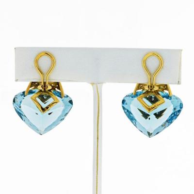 Marina B MARINA B HEART 18K YELLOW GOLD TOPAZ AND CITRINE DROP EARRINGS
