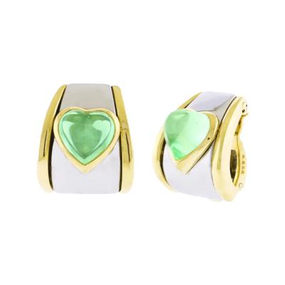  Marina B Marina B 18kt Gold and Steel Green Amethyst Earrings