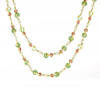  Marina B Marina B Cardan Long Green and Pink Russian Quartz Necklace