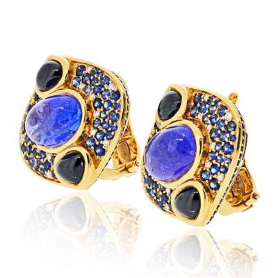 Marina B Marina B Lucilla 18K YG Spinel Tanzanite Diamond and Sapphires Earrings