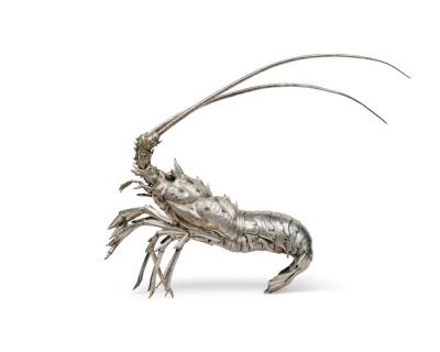  Mario Buccellati A Large Buccellati Silver Model of a Realistic Caribbean Spiny Lobster