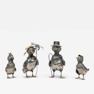  Mario Buccellati A Whimsical Buccellati Sterling Silver Family of Four Ducks