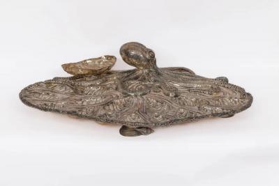 Mario Buccellati Deep Sea Majesty Buccellati Sterling Silver Marine Oyster Tray with Octopus