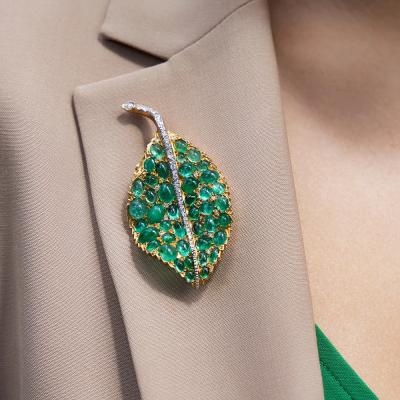  Mario Buccellati Mario Buccellati Emerald Leaf Brooch