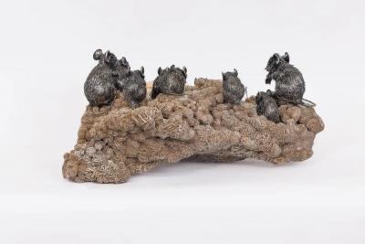 Mario Buccellati Playful Companions A Rare Buccellati Sterling Silver Sculpture of Nine Mice