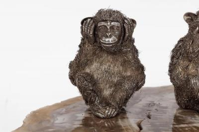 Mario Buccellati Rare Buccellati Italy Silver Sculpture of the Three Wise Monkeys