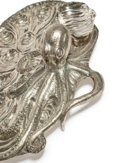  Mario Buccellati Rare Pair of Mario Buccellati Italian Silver Marine Themed Oyster Platters