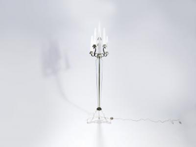  Marius Ernest Sabino Bronze and crystal floor lamp by Sabino 1930 s
