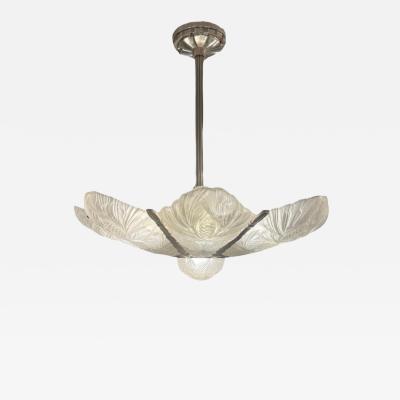  Marius Ernest Sabino Ernest Marius Sabino Pine Cone Frosted Glass Art Deco Chandelier