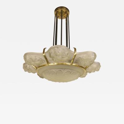  Marius Ernest Sabino French Art Deco Chandelier signed Marius Ernest Sabino