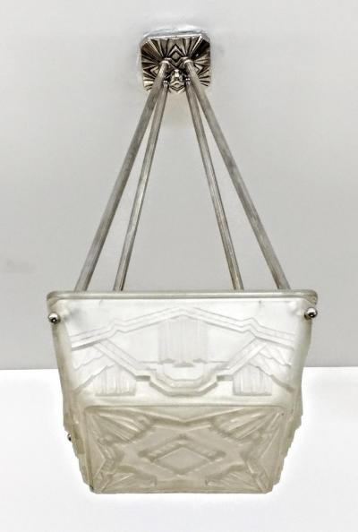  Marius Ernest Sabino French Art Deco Flush Pendant Chandelier by Sabino