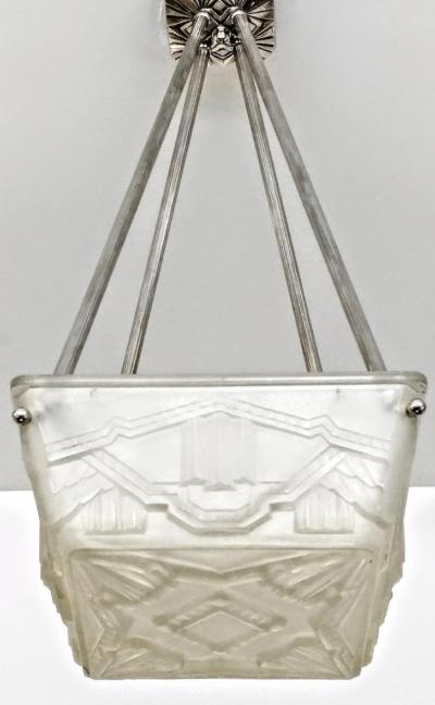  Marius Ernest Sabino French Art Deco Flush Pendant Chandelier by Sabino