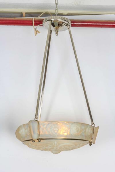  Marius Ernest Sabino French Art Deco Opalescent Chandelier by Sabino