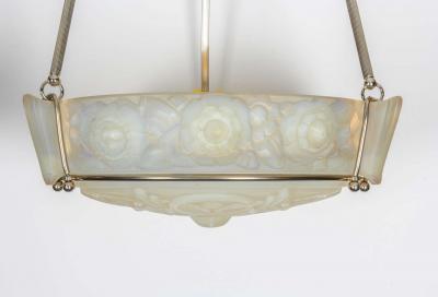  Marius Ernest Sabino French Art Deco Opalescent Chandelier by Sabino
