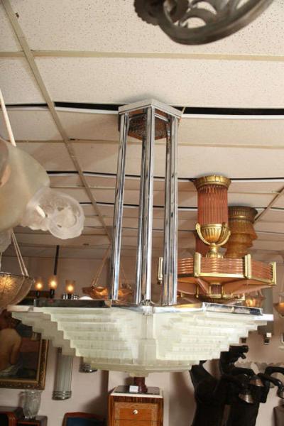  Marius Ernest Sabino Large Art Deco Chandelier by SABINO