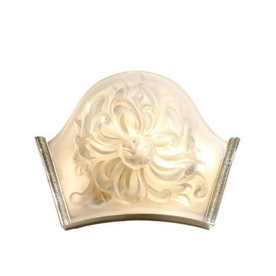  Marius Ernest Sabino Molded and Frosted Glass Sconces W Floral Motifs and Brass Fittings by Sabino