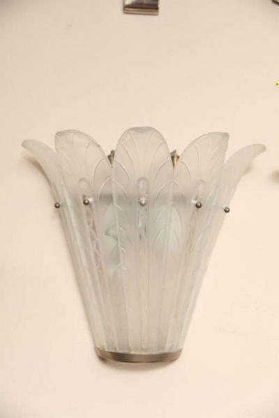  Marius Ernest Sabino Pair of Art Deco Wall Sconces by Sabino