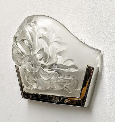  Marius Ernest Sabino Pair of French Art Deco Louts Wall Sconces Signed by Sabino