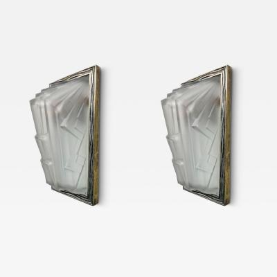  Marius Ernest Sabino Pair of French Art Deco Wall Sconces By Sabino