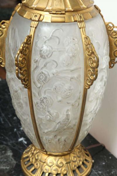  Marius Ernest Sabino Rare Art Deco Lamp by Sabino