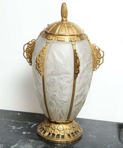  Marius Ernest Sabino Rare Art Deco Lamp by Sabino