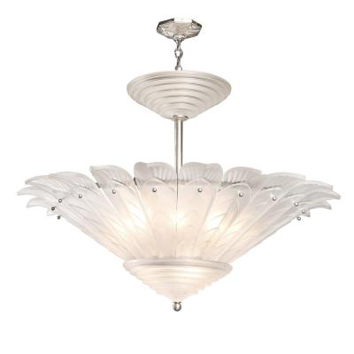  Marius Ernest Sabino Rare Art Deco Skyscraper Style Frosted Glass Chandelier Signed Sabino