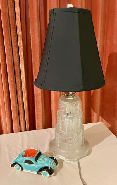  Marius Ernest Sabino Sabino Art Deco Stepped Glass Table Lamp French